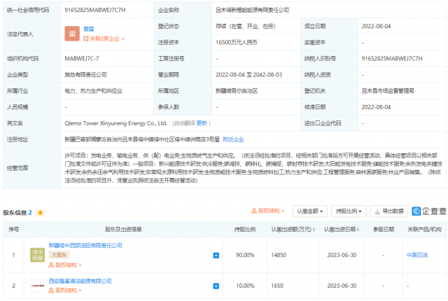 中國石油、隆基投資成立能源公司