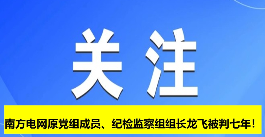 南方電網(wǎng)原黨組成員、紀(jì)檢監(jiān)察組組長龍飛被判七年！